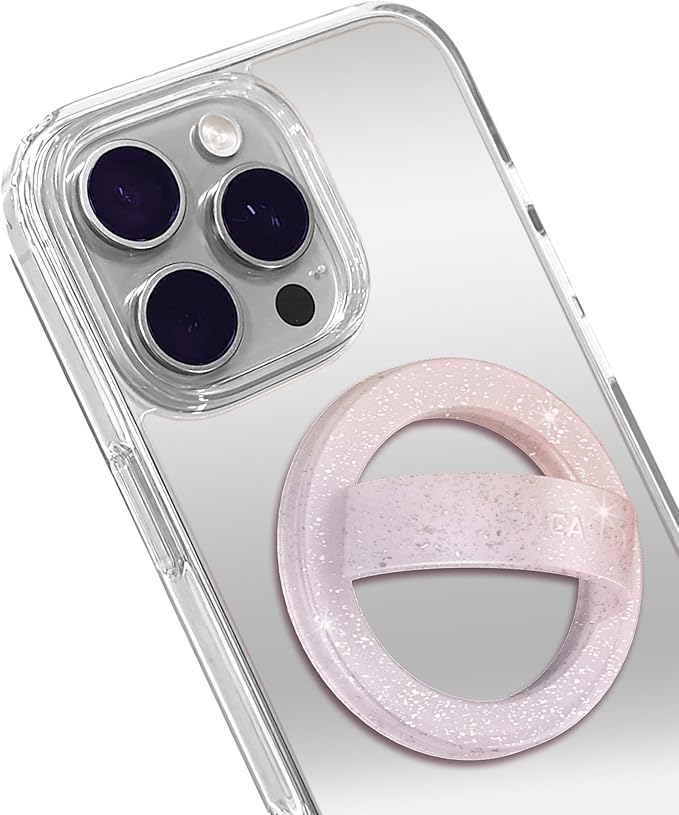 Encased Magnetic Phone Grip Holder, Compatible with MagSafe - Cute Color Combo Iridescent Silicone Finger Loop Ring for iPhone (Gradient Halo)