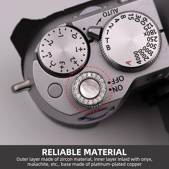 Camera Shutter Button, Copper Soft Shutter Release Button,Camera Release Button Suitable for Sony, Fujifilm, Leica DSLR/SLR,Nikon Camera (Zircon+Mother of Pearl)
