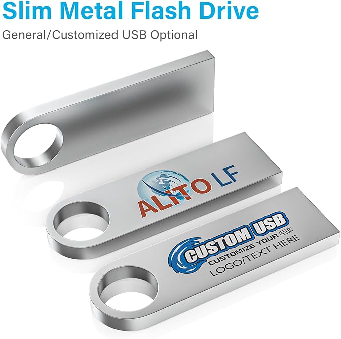 ABLAZE 8GB Flash Drive 2 Pack, Metal USB 2.0 Thumb Drives with Keychains USB Stick Pendrive (Sliver)