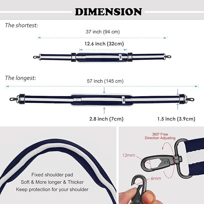 ZINZ Bag Shoulder Strap, Padded Adjustable Shoulder Strap Replacement