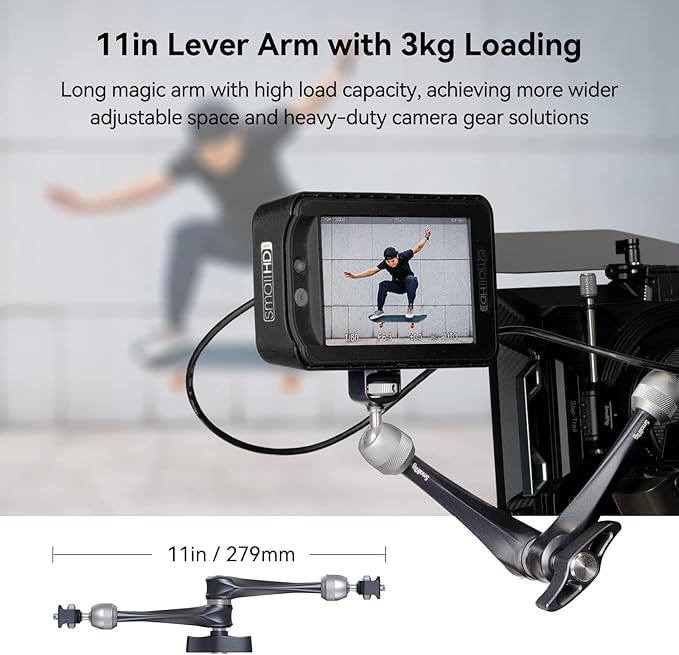 SMALLRIG Rosette Magic Arm 11 Inch with Ball Head, 1/4"-20 Screws, and Anti-Twist Pins, for Cameras/iPads/Monitors/LED Lights/Smartphones/Action Cameras, Max Load Capacity 3kg (Pack of 2)