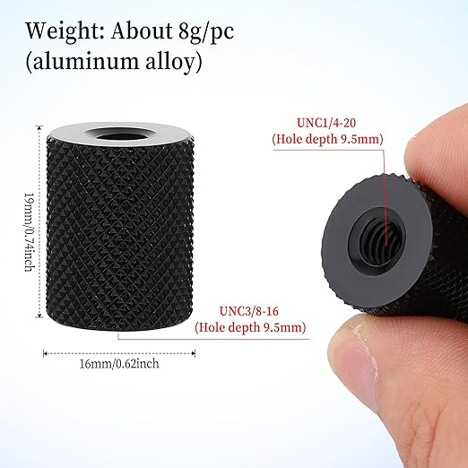 1/4 to 3/8 Tripod Camera Screw Converter, 4 Pcs Double Female Thread 3/8 Female to 1/4 Female Adapter Cylinder Screw Thread Photography Nut Accessories Suitable for Electric Rails and Light Stands
