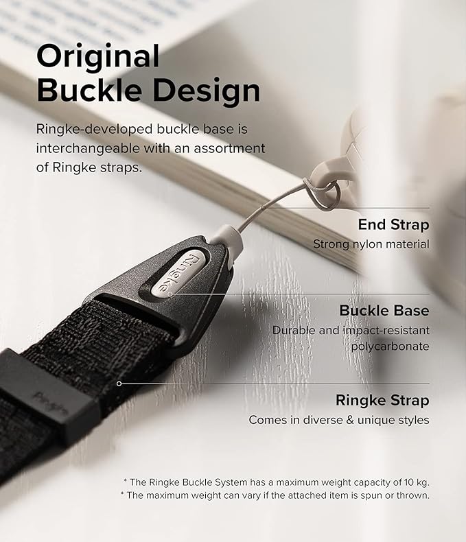 Ringke Hand Strap [Phone Wrist Strap] Designed for Camera Strap and Phone Strap, Adjustable Sturdy Universal Lanyard Compatible with Camera and Phone Case - Lettering Black 2