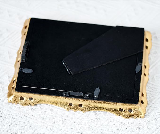 Funerom Vintage Picture Frames with Glass Front, Ornate Frame, Antique Photo Frames for Tabletop or Wall Hanging (Gold, 5X7 inch)