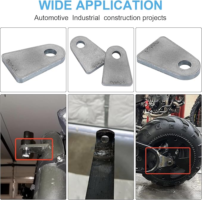 Weld on Tabs, Steel shock mount Weld Tab, Universal Weld on Tabs Flat Bottom Mount with a 1/2" Hole.2-1/2" Height, 1-3/4" Wide, 1/4" Thick Pack Of 4 Tabs Steel Mounting Bracket OywhC-3