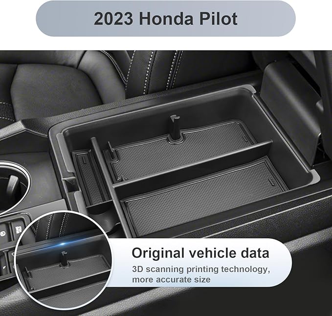 SKTU for 2025 2026 Honda Pilot Center Console Organizer 2023-2026 Pilot/ 2024-2026 Passport Armrest Tray 2025 2026 Passport Console Tray 2024 2025 2026 Pilot Accessories with Sunglasses Holder (Black)