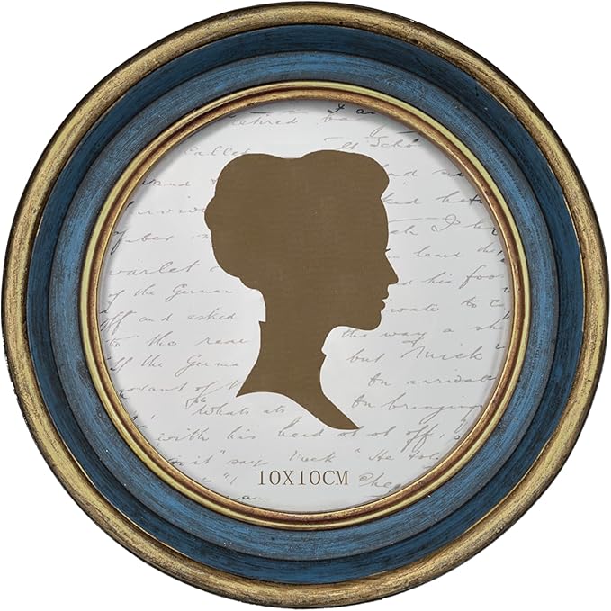 AELS 4x4 Inch Vintage Picture Frame, Elegant Antique Photo Frames with Glass Front, Photo Display, Tabletop Wall Hanging, Gift Ideas, Blue with Gold Trim
