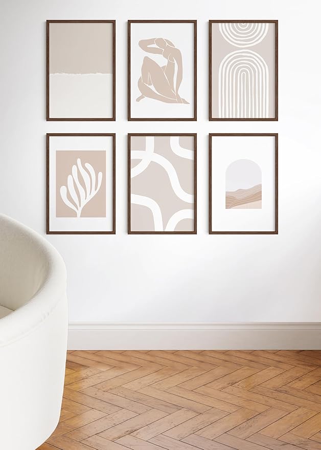 HAUS AND HUES Walnut Wood 20x30 Picture Frames - Set of 6, Gallery Wall Poster Frames (Walnut Frames)
