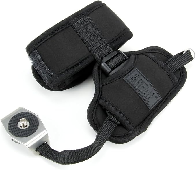 USA GEAR DualGRIP Professional Grip Camera Wrist Hand Strap with Neoprene Design and Metal Plate - Compatible with Canon, Fujifilm, Nikon, Sony, and more DSLR, Mirrorless, Point & Shoot Camera (Black)