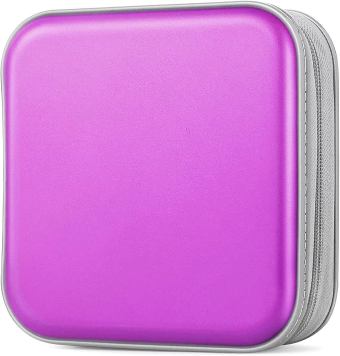 Bivisen DVD Case Wallet Holder Binder - 48 Capacity CD/DVD Cases Storage Holder Binder Organizer Wallet Book for Car, Home, Travel (Puple)