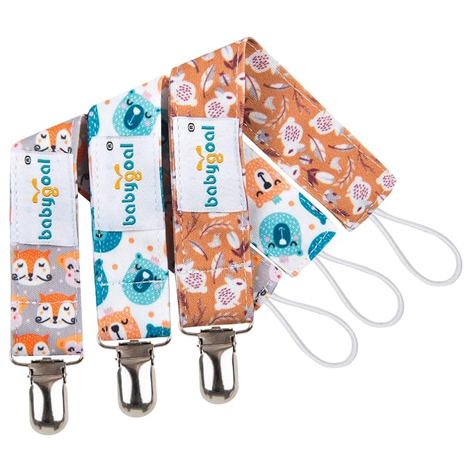 babygoal Baby Animal Pacifier Clips, 6 Pack Pacifier Holder for Boys and Girls Fits Most Pacifiers and Binkies 6MP18