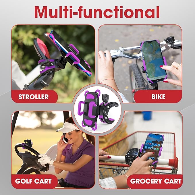 Crescendo CR-30 SlimClip Mic Stand Phone Holder, iPhone Clamp Mount, Pole Phone Mount, Microphone, Music or Drum Stand, Mic/Phone Clip - for iPhone, Samsung Galaxy, Pixel, Any Smartphone (Purple)