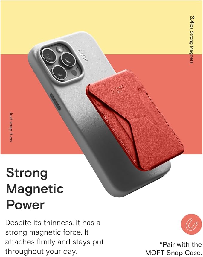 MOFT Magnetic Wallet Stand Compatible with iPhone 17/16/15/14/13/12 Series, Angle Adjustment & Magsafe Compatible MOVAS Phone Stand,Sunset