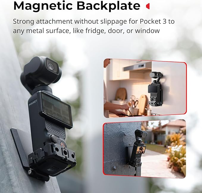 SMALLRIG Magnetic Mount Stand Compatible with DJI Osmo Pocket 3, 230°Adjustable Holder with Cold Shoe, 1/4" Screw Hole, Aluminum Alloy Magnet Expansion Adapter on Iron Fence, Refrigerators -5581