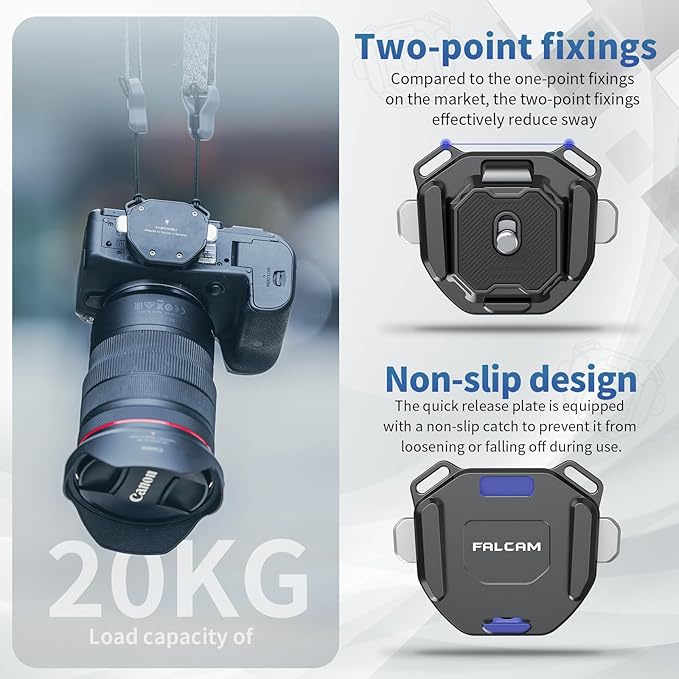 FALCAM F38 Camera Strap Quick Release Kit, Camera Holder for Neck/Shoulder Strap, Plate and Base
