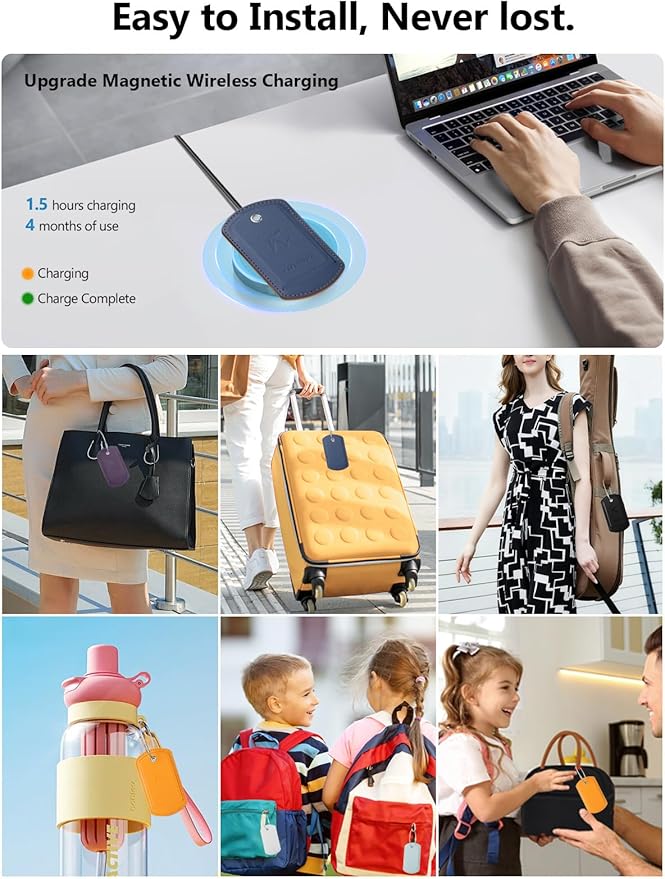 Luggage Tags Built-in Anti-Loss Tracker, Luxury Leather Luggage Tags for Suitcase, Travel Bags, Backpacks, Travel Organizer for Lost Baggage Prevention (S-Black)