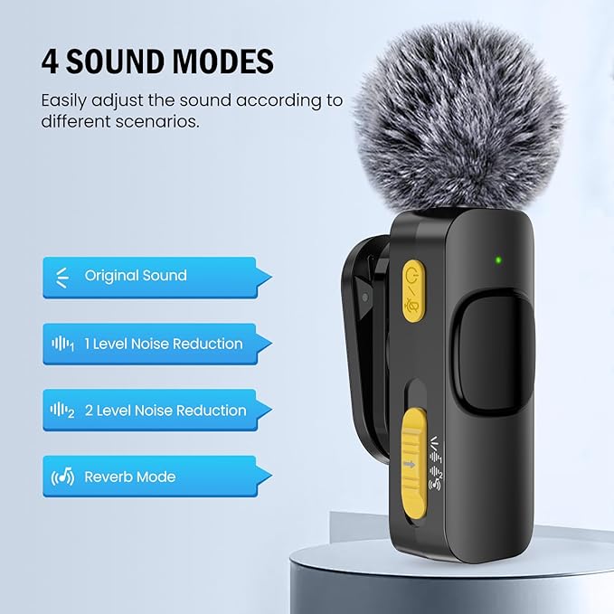 2-Pack Wireless Lavalier Mini Microphone for iPhone, Android, Active Noise Cancellation, Magnetic Lapel Microphone for TikTok, YouTube, Video Vlog, Interviews, Live Streaming (2-in-1 RX)
