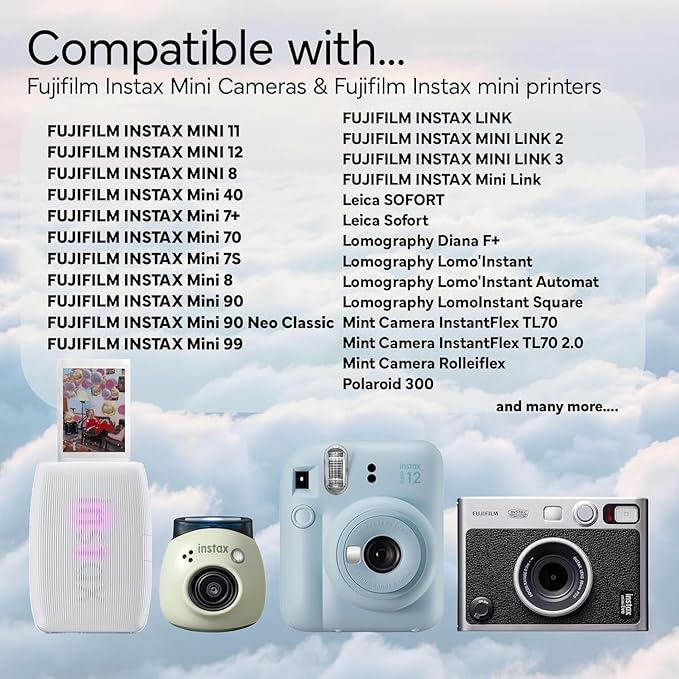 Fujifilm Instax Mini Instant Camera Film with Sandisk 32 GB USB Flash Drive + 5 x Mini Twin Packs (100 Sheets) and Buzz-Photo Microfiber Cleaning Cloth