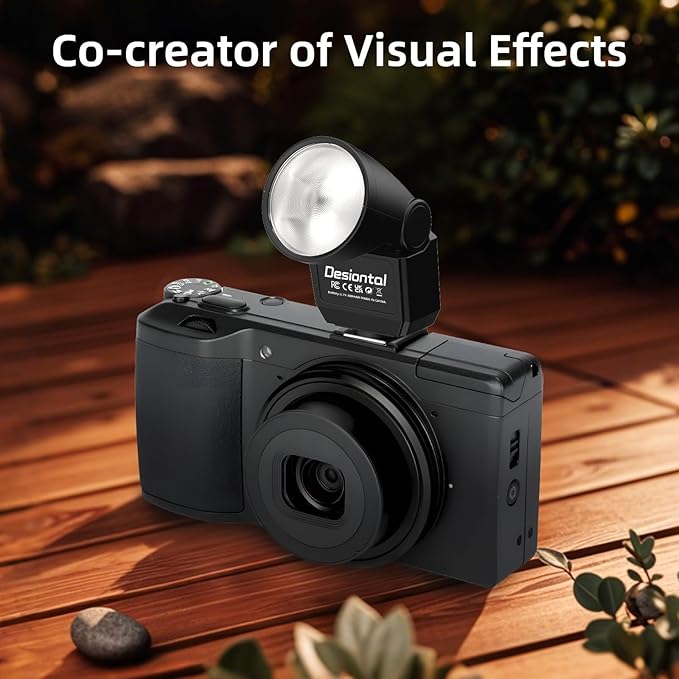 Mini Flash Speedlite, Desiontal GN8 6200K Camera Flash Light for Sony Nikon Olympus Canon Fuiifilm PentaX Hot Shoe Interface Camera, 4 Power Level 300mAh Battery 11/250S Flash Rate (Black)