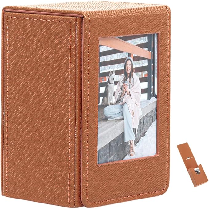 Orga'Neat Picture Holder Storage Case for Fujifilm Instax Mini Film 12/11/90/40/9/8/7/7+/EVO, PU Leather Photo Holder with Pocket Outside, up to 50 Photos (Brown)