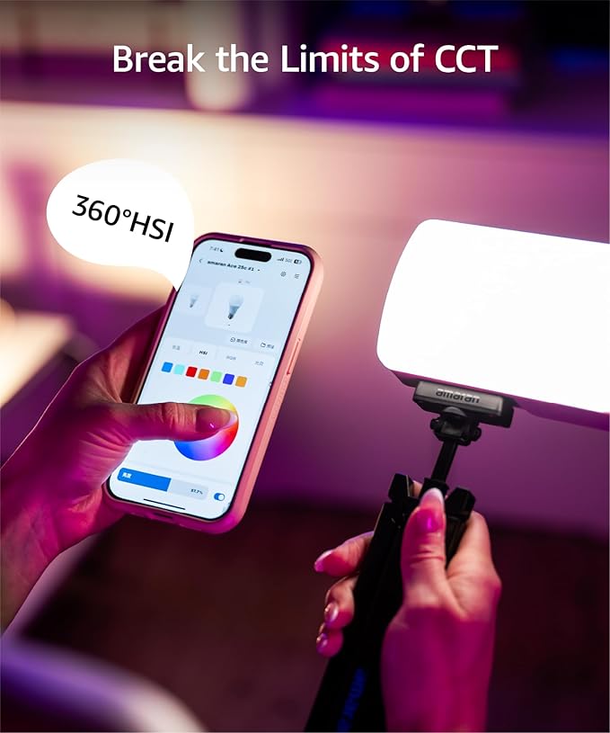 amaran Ace 25c Kit RGB Pocket LED Light,Boost Mode to 32W Mini On Camera Video Light,2300K~10000K Support Magnetic Attraction and App Control with Carrying Case,Mini Tripod,Grid (Green)