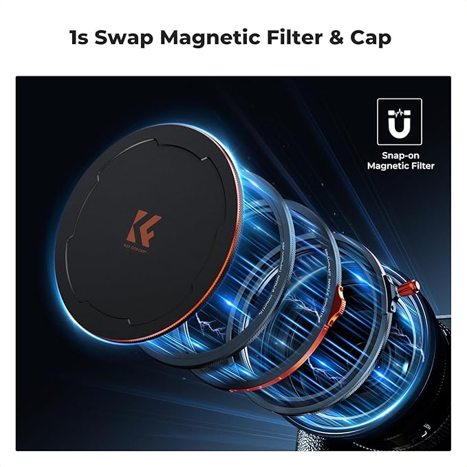 K&F CONCEPT 49mm Magnetic 1s Swap 5-Pack: CPL + VND2-32 + Black Diffusion 1/4 + Magnetic Basic Ring + Lens Cap Kit with Storage Case, 28 Multi-Layer Coating for Camera Lens (Nano-X Series)