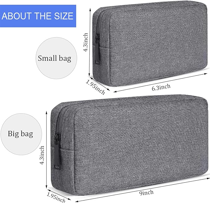 Travel Electronic Organizer Pouch Bag, Waterproof Portable Electronic Accessories Storage Multifunctional Case for USB, Cable, Cord, Charger, Phone, Power Bank, Earphone (Big-Dark Gray)