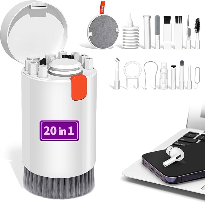 20-in-1 Electronic Cleaner Kit for Keyboard iPhone AirPods MacBook iPad, Cleaning Spray & Brush for Laptop Tablet Earbud, Multi-Purpose Digital Device Cleaning Tool