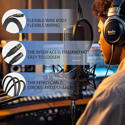 XLR Cables, DMX Cable Male to Female (2Pack), XLR Microphone Cable 10ft/3m Wire Extension Connectors, Light DMX Terminator 3 Pin Connector for Stage Lights DMX Signal Connection