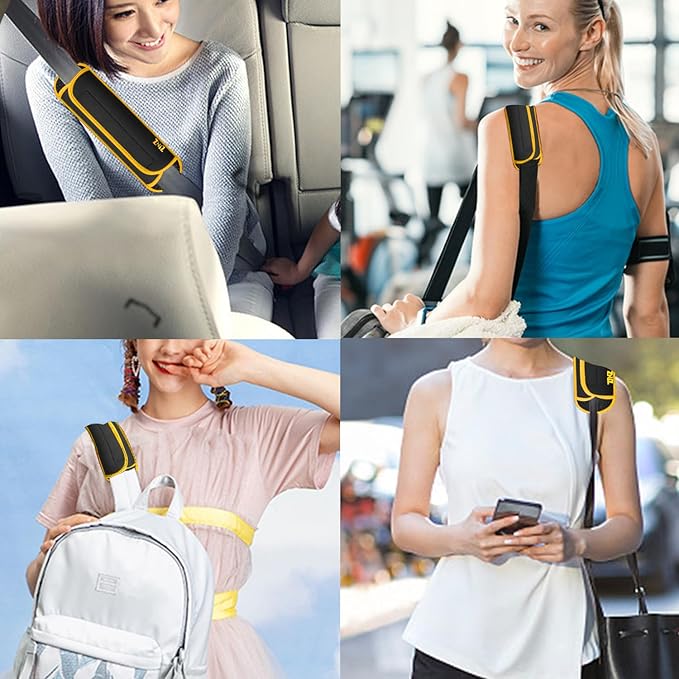 ZINZ Universal Shoulder Pad with Ultra Thick Cushion for Bag Luggage Bag Crossbody, Plus Long & Anti-Slip & Breathable,Black-Yellow Edge