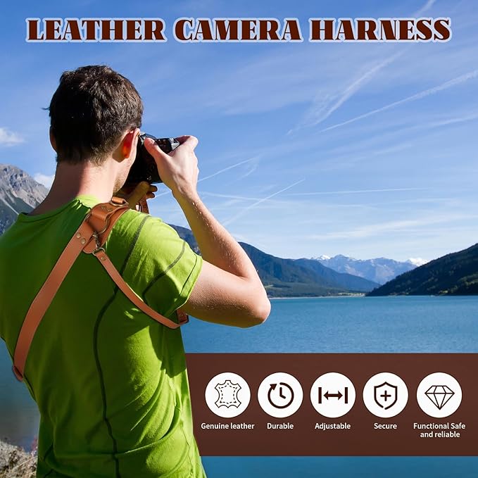 Leather Camera Harness for 1 Camera,Single Camera Strap for Photographers,Camera Shoulder Strap Quick Release DSLR