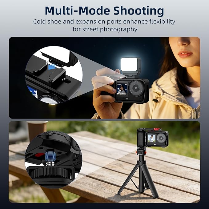 BRDRC Grip Kit for DJI Action 6 (with Cage), Handle Holder Bundle Expansion Mount with Shutter Button, Quick Release, Cold Shoe for DJI Osmo Action 6 Accessories