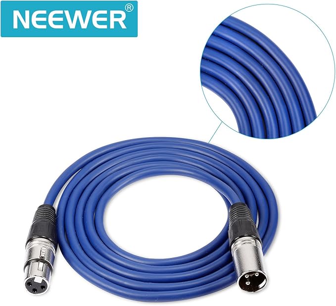 NEEWER 6 Pack 3 feet/1m Mic Cable Cord, XLR Male to XLR Female Microphone Audio Colored Snake Cables (Purple/Red/Blue/Orange/Yellow/Green)