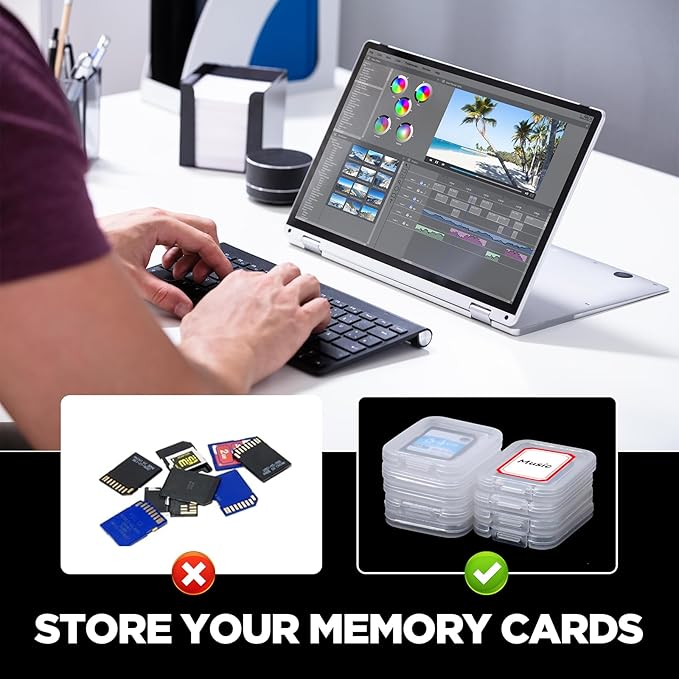Glavatrix 10 Pcs Plastic Standard SD Card Cases Holder for SD SDHC SDXC SDUC, Clear Memory Card Protective Case Holder, Portable SD Cards Storage Organizer Boxes for Photography Camera Computer Phone