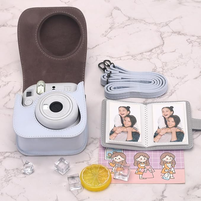 Frankmate Protective Case Compatible with Fujifilm Instax Mini 12 11 9 8 Instant Film Camera with Accessory Pocket and Adjustable Strap