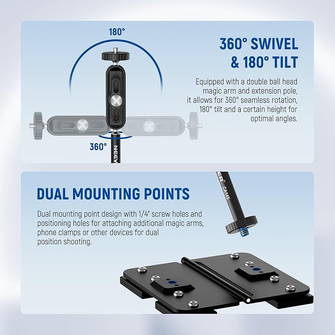 NEEWER Magnetic Phone Fence Mount with Shade Compatible with iPhone Mevo Start GoPro Insta360 DJI Pocket Radar Gamechanger, Baseball Tennis Games Streaming Video Recording Mounting Accessories, CA145