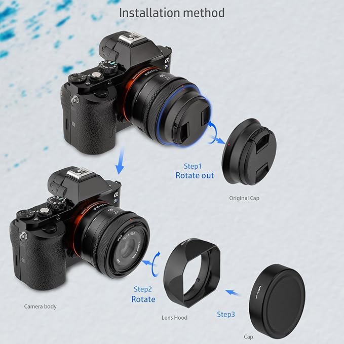 Haoge LH-S245N Bayonet Square Metal Lens Hood for Sony FE 50mm F2.5 G FE 40mm F2.5 G FE 24mm F2.8 G Lens,RX1RIII/M3/RX1R2 Camera Shade with Cap