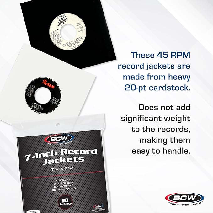 BCW Polylined Black Paper 7 in Square Corner Record Sleeves - 50 ct | Inner Protective Sleeves with Center Hole for Vinyl Records | Acid-Free, Scratch Resistant | Ideal for DJs and Vinyl Collectors