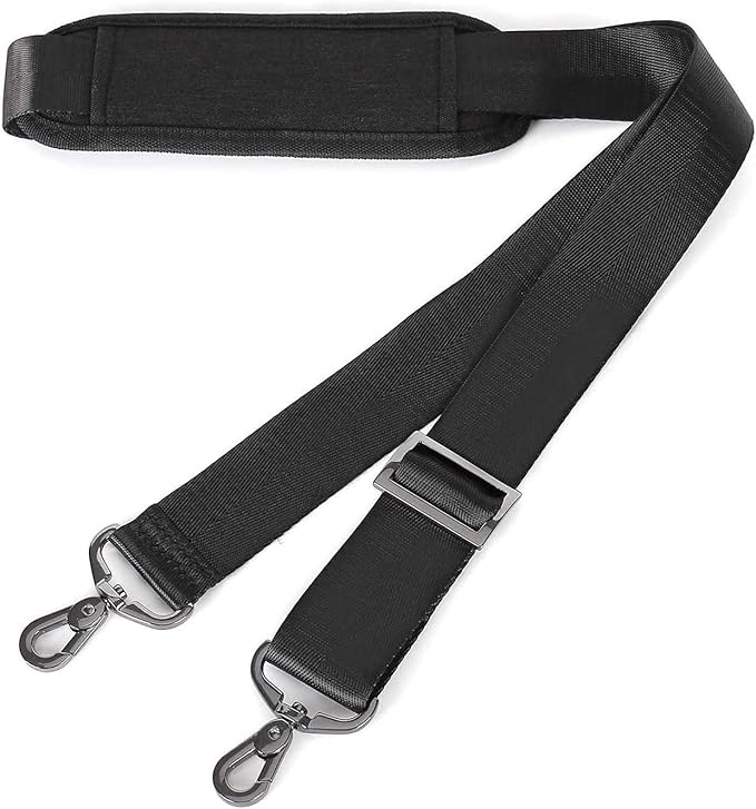 MOSISO 56 inch Shoulder Strap, Adjustable Thick Soft Universal Replacement Non-Slip Fit Padded with Metal Swivel Hooks for Laptop Shoulder Bag/Laptop Messenger Bag/Crossbody Bag, Black