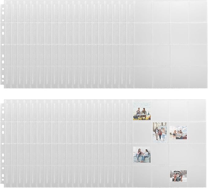50 Pack Clear Photo Slide Pages, Holds 20 35mm Slides Per Page for 3-Ring Binder, 1000 Pocket 2x2 Inch Top Loading Archival Sleeves