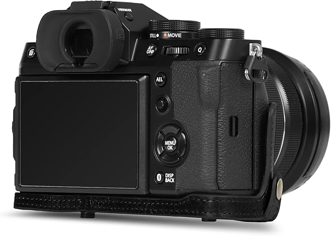 MegaGear Ever Ready Genuine Leather Camera Case Compatible with Fujifilm X-T5 (16-80mm)(Black)