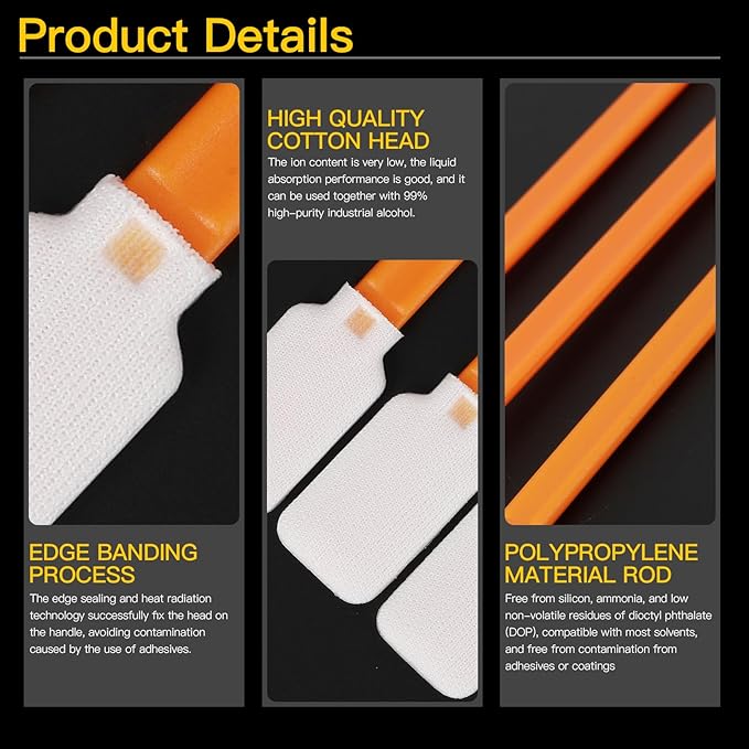 10 Type-100Pcs Microfiber Cleaning Swabs Kit - Lint Free & Non-Scratch, Precision Tip for Electronics, Camera Lens, Printer, Gun, Jewelry, Automotive Detailing, Lab Use, Optics (Pointed & Flat Head)