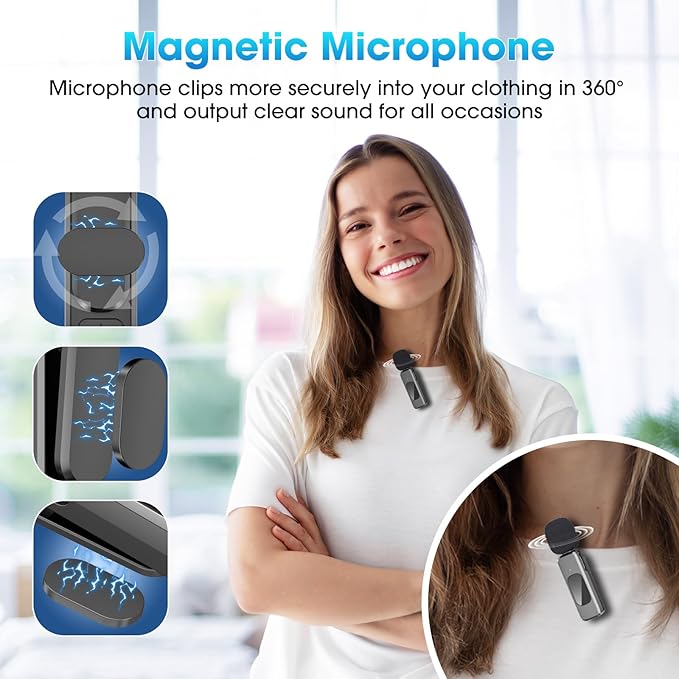 NICHOM Wireless Lavalier Microphone for iPhone iPad,MacBook,Mini Mic with Noise Reduction,Lightning Microphone for Video Vlog,TikTok,YouTube,Interviews,Live Streaming,2 Pack(for iPhone 14 and Below)