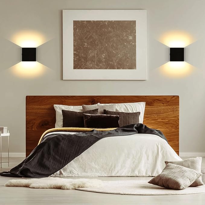 Lightess LED Wall Sconce Battery Powered Set of 2, Touch Control Dimmable Wall Lamp Rechargeable Black, Up Down Wall Mount Lights for Hallway Living Room, Warm White, LG9939111