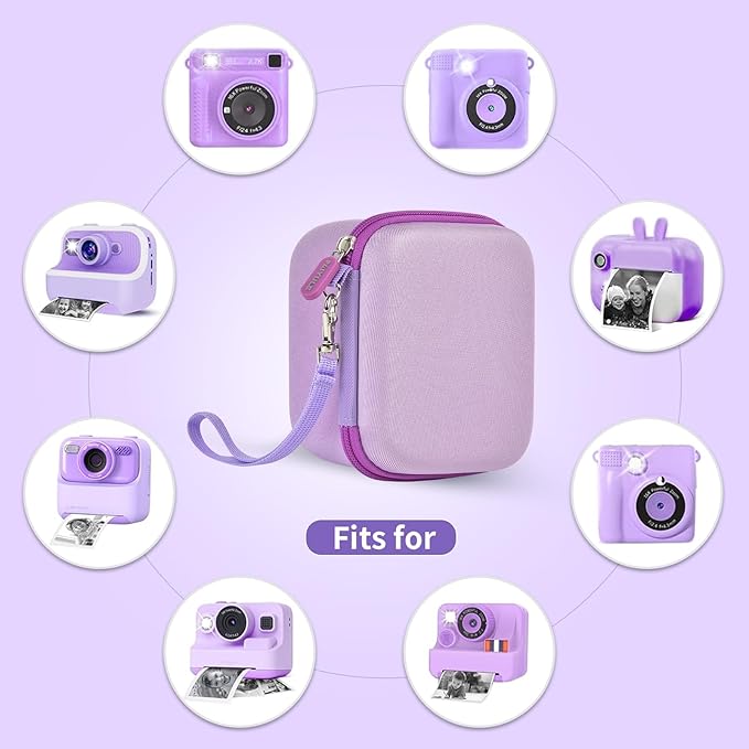 Kids Instant Print Camera Case with 3 Rolls Prints Paper Compatible with ESOXOFFORE for Dylanto for DUDUDRAGON for GKTZ for ETIKEZ for Dafotil for Careenoah Toddler Digital Cameras (Purple with Paper)