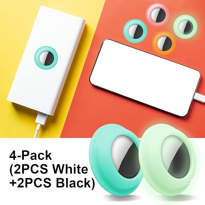 Aimtel Case for Apple AirTag Sticker (Fits 1st/2nd Generation), 4 Pack Air Tags Removable Adhesive Mount, Protective Silicone Holder for Tv Remote, Luggage, Laptop, Headphones, Camera, iPad