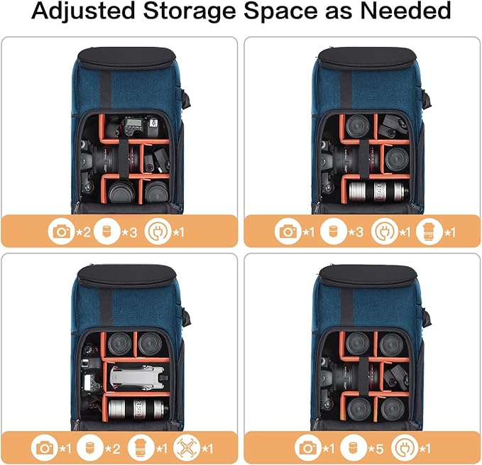 MOSISO Camera Backpack, DSLR/SLR/Mirrorless Large Men/Women Photography Camera Bag Case with 17.3 inch Laptop Compartment&Tripod Holder&Rain Cover Compatible with Canon/Nikon/Fuji/Laptop, Teal Blue