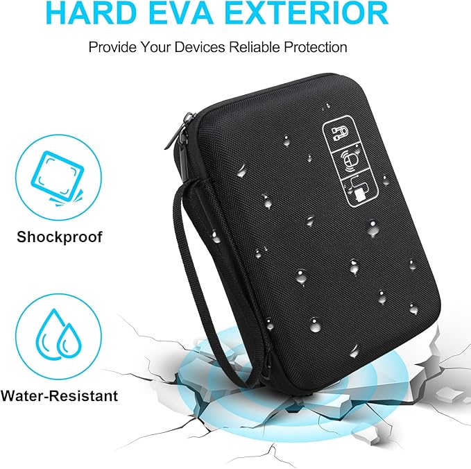 Lacdo Hard Travel Electronic Organizer Case for MacBook Power Adapter Charger, Cables, Cords, Apple Pencil, Mouse, Power Bank, USB Flash Disk, SD Cards EVA Protective Portable Accessories Bag, Black