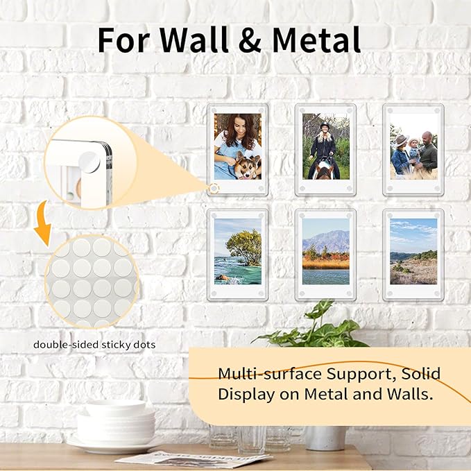 Yncotte 14 Pack Acrylic Magnetic Picture Frames, 2.3 * 3.5 Inch Acrylic Photo Magnets for Refrigerator, Double Sided Mini Picture Frame Magnets Clear for Fujifilm Instax Mini Instant Film