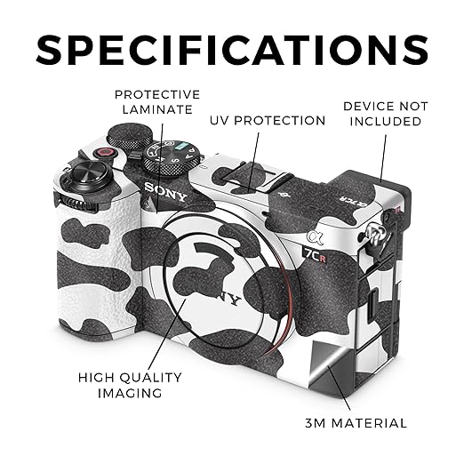 Glossy Glitter Camera Skin Compatible with Sony Alpha 7CR Camera (2023) - Cow Print - Premium 3M Vinyl Protective Wrap Decal Cover - Easy to Apply | Crafted in The USA by MightySkins